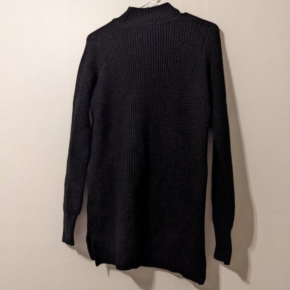 NWT Banana Republic Black Sweater Oversized w/ faux leather pockets - Sz M - Picture 3 of 4